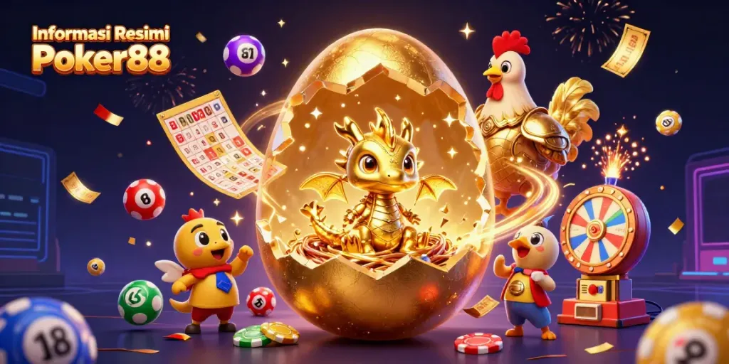 Engage with Informasi Resmi Poker88 as a vibrant 3D festive casino scene filled with elements of joy and excitement.