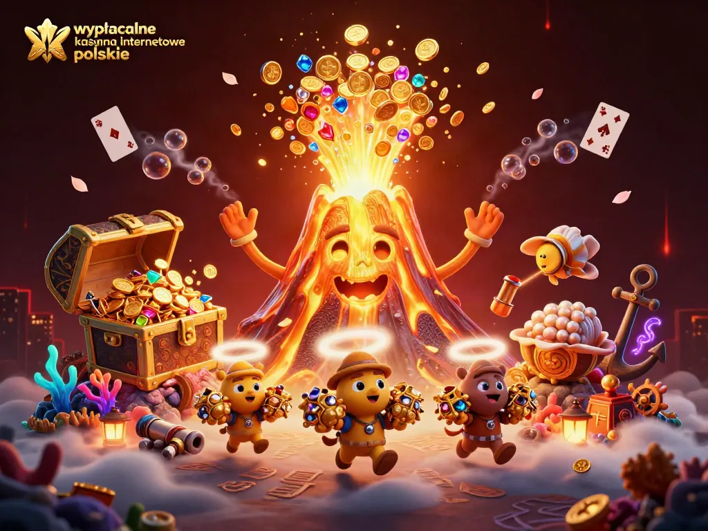 Engage with wypłacalne kasyna internetowe polskie featuring a dynamic scene of treasure and excitement.