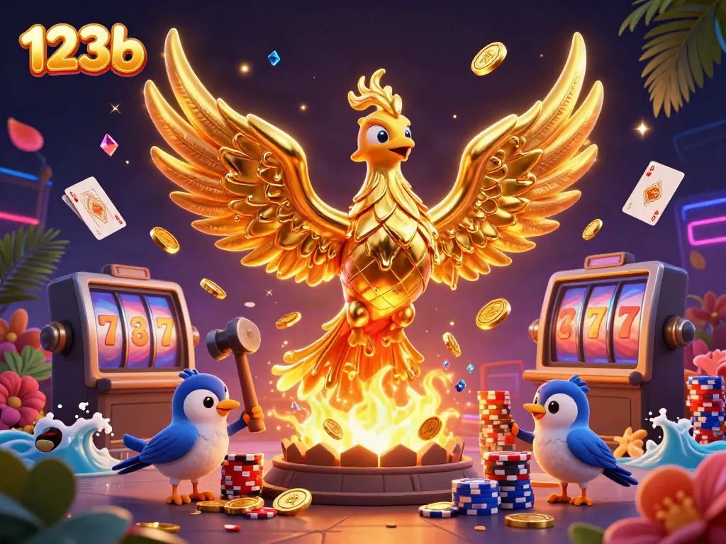 Experience the excitement of 123b with a molten gold phoenix and lavish casino treasures.
