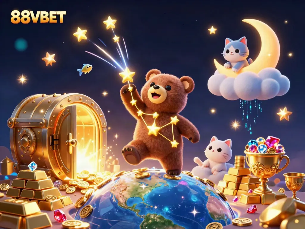 Experience thrilling gameplay with 88VBET's cartoon constellation bear and treasures.