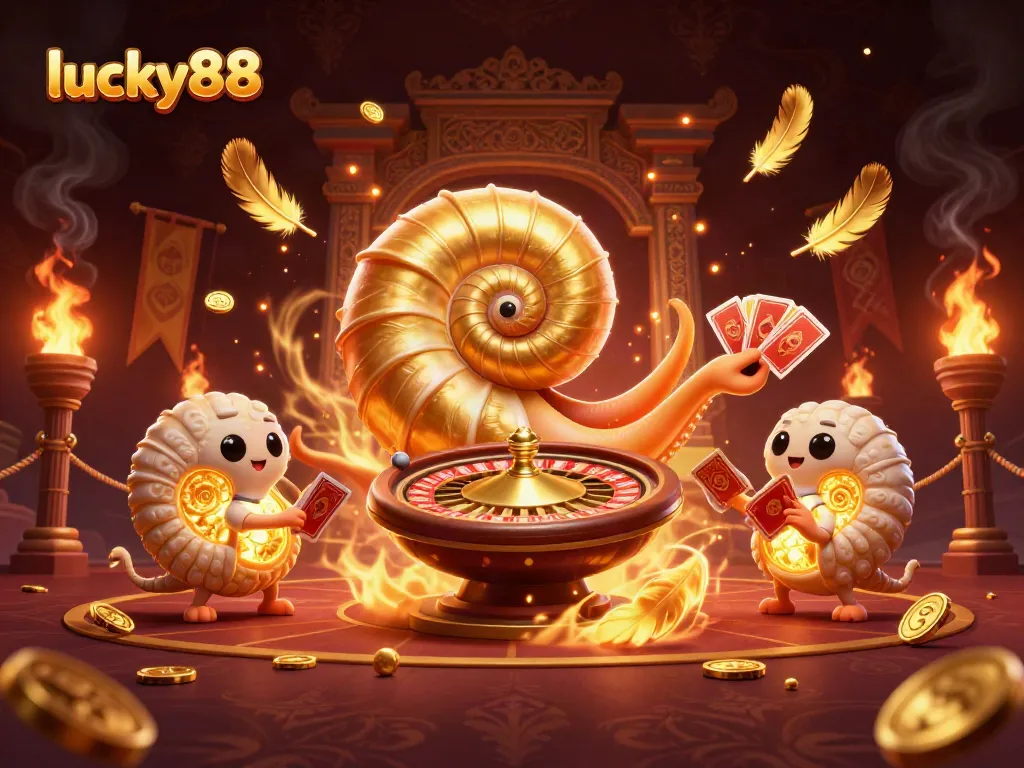 Engage with lucky88's thrilling casino experience featuring dynamic characters and golden elements.