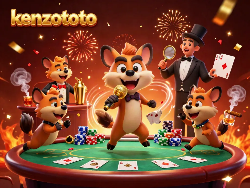 Experience the thrill of kenzototo with hyenas celebrating at a vibrant comedy casino club.
