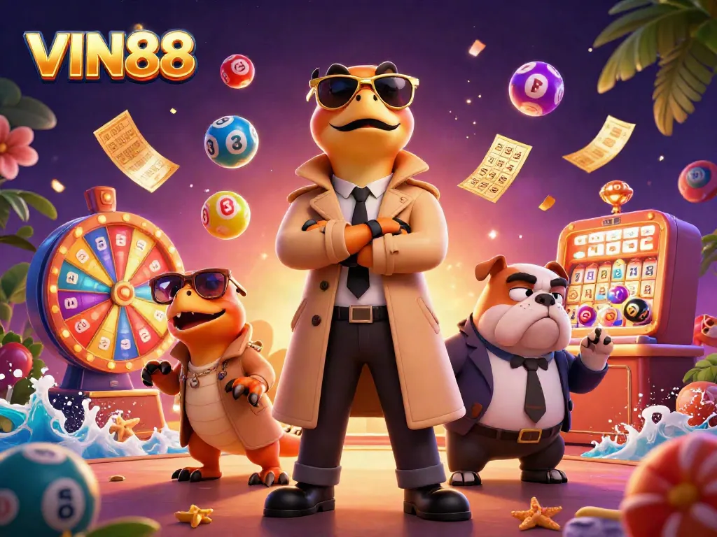 Experience the excitement of winning with VIN88 in this vibrant 3D casino illustration.